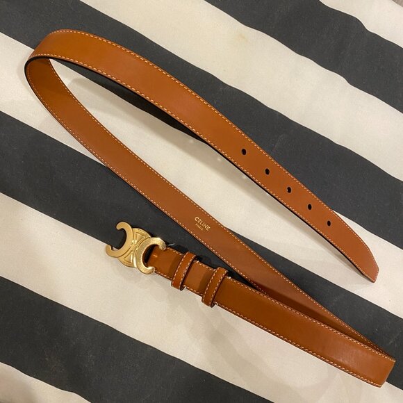 Celine TRIOMPHE Medium 25MM Tan Leather Belt - Picture 2 of 6